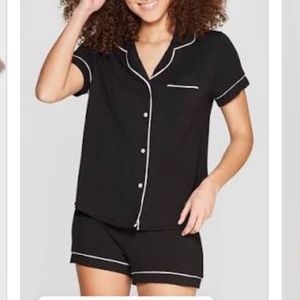 Stars Above Black and White Satin PJ Set